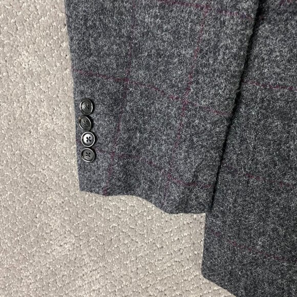 J. CREW Ludlow Moon Tweed Blazer Sport Coat Men's 40R Gray Red Wool Windowpane - Picture 4 of 16